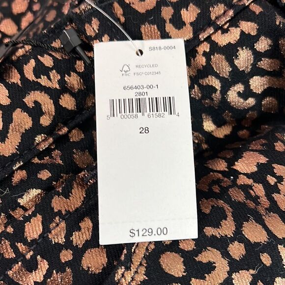 Banana Republic Mid Rise Ankle Rose Gold Metallic Leopard Print Jeans- NWT- sz6 - Picture 11 of 11